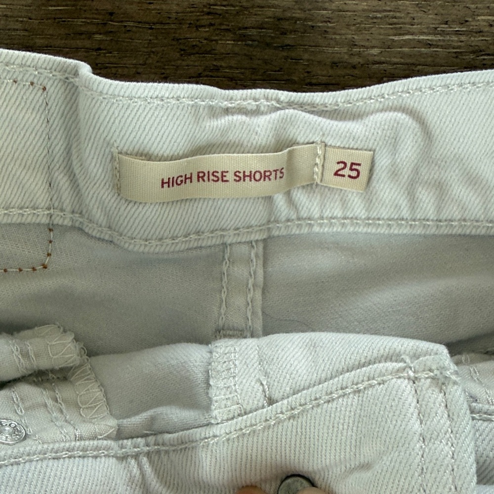 Levi's White High Waist Distressed Jean Shorts - Picture 12 of 13